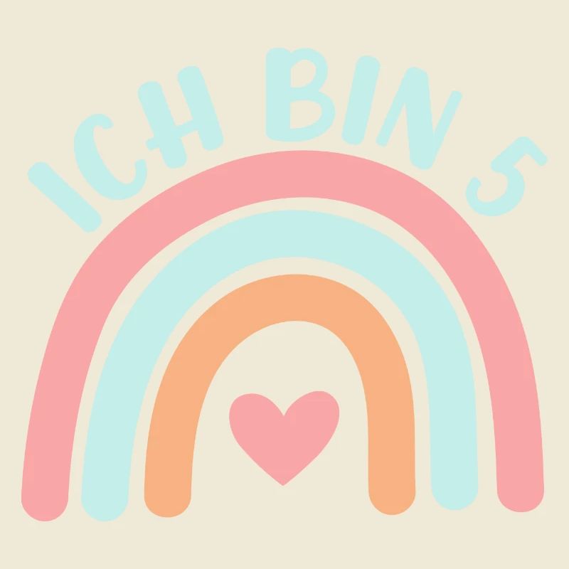 Ich bin 5 niedliche Regenbogen Design Junge Mädche
