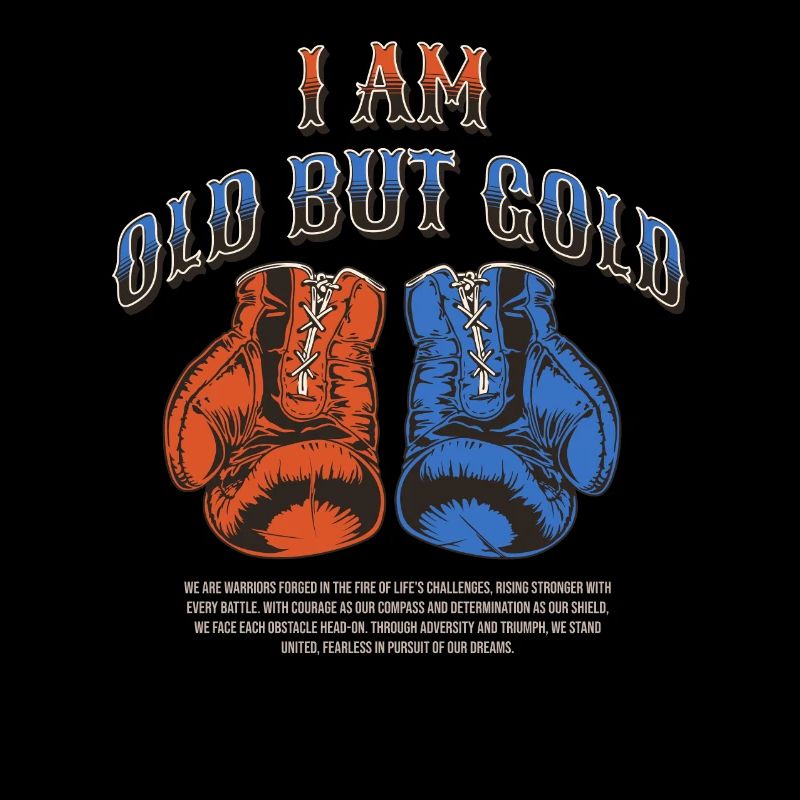 Je suis vieux mais boxe en or avec des gants de boxe