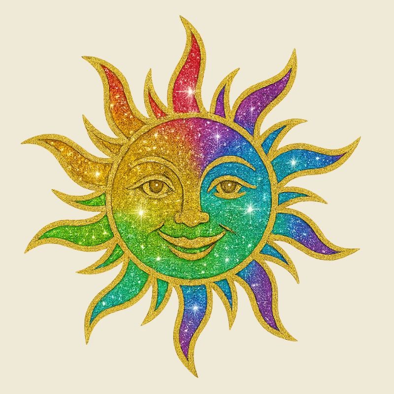Rainbow Sun Glitter Star