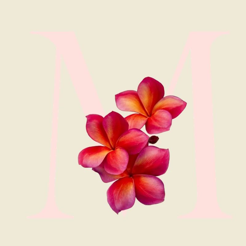 Monogramm M mit Pinker Blüte