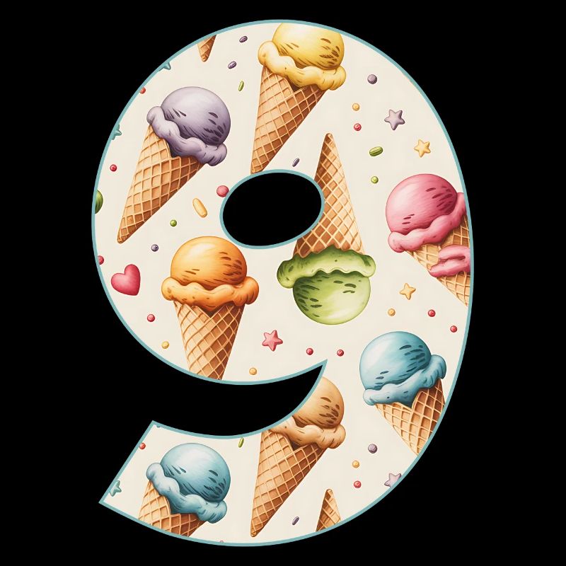 GLACE NUMÉRO 9 ANS CRÈME GLACÉE 9E ANNIVERSAIRE
