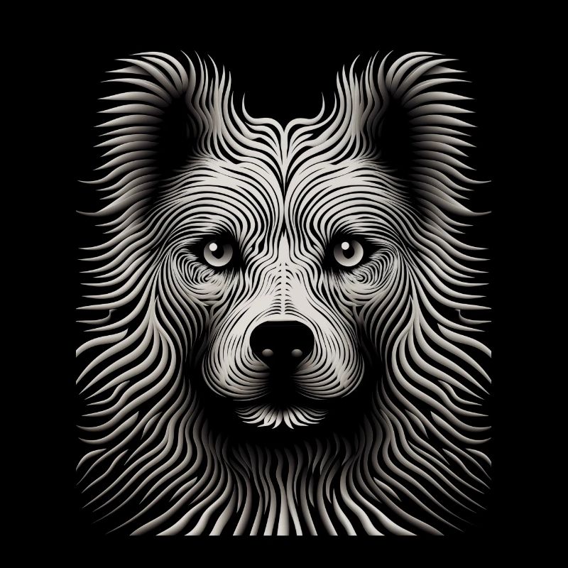 Dynamic Op Art Dog Canvas Masterpiece