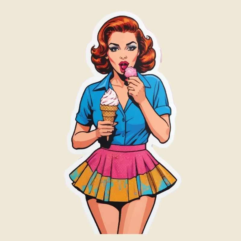 Retro Mädchen Eis essen