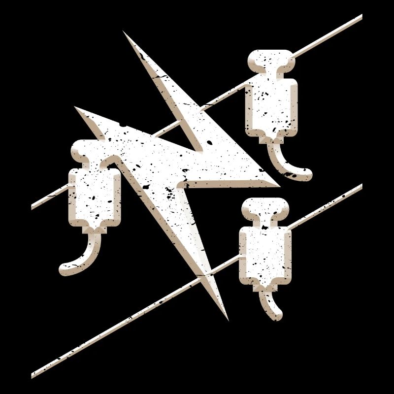 Symbole de guilde d'électricien dans un look grunge 3d cool