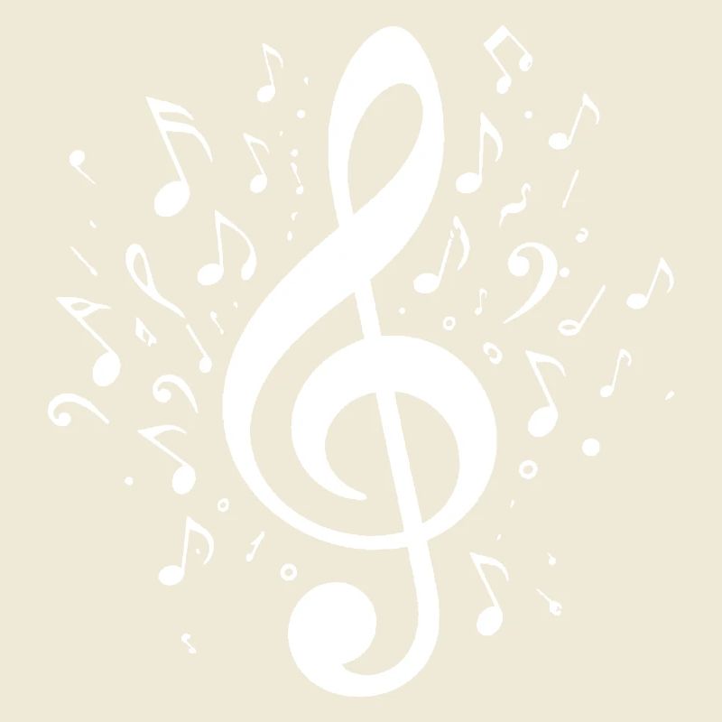 Exploding clef with notes