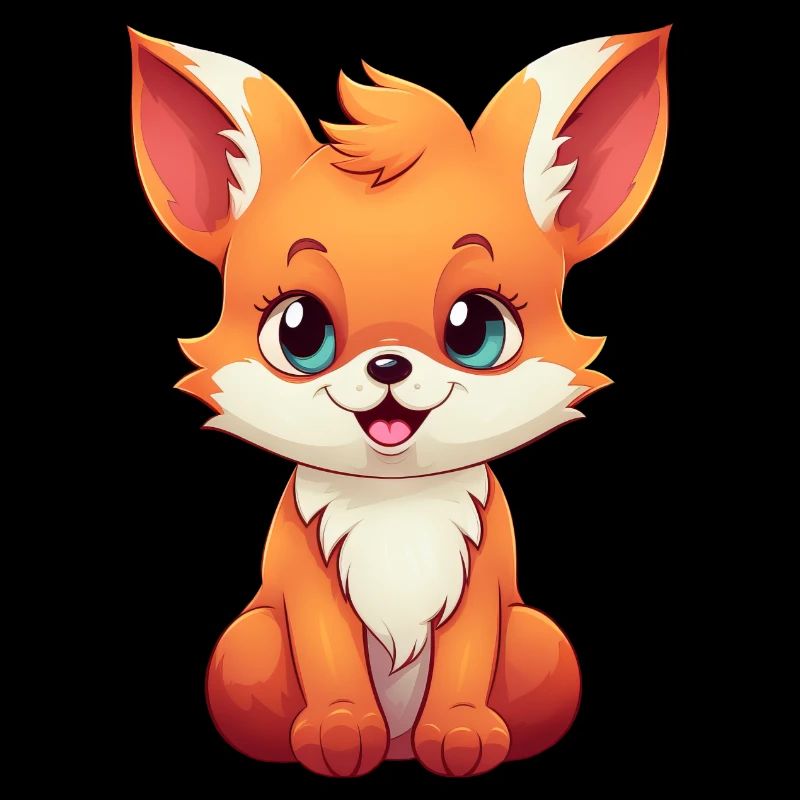 Süßer Comic Rotfuchs: Entspanntes Sitzen