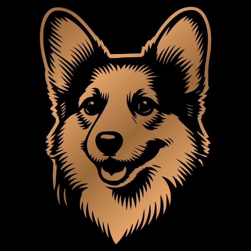 Corgi drawing dog head bronze