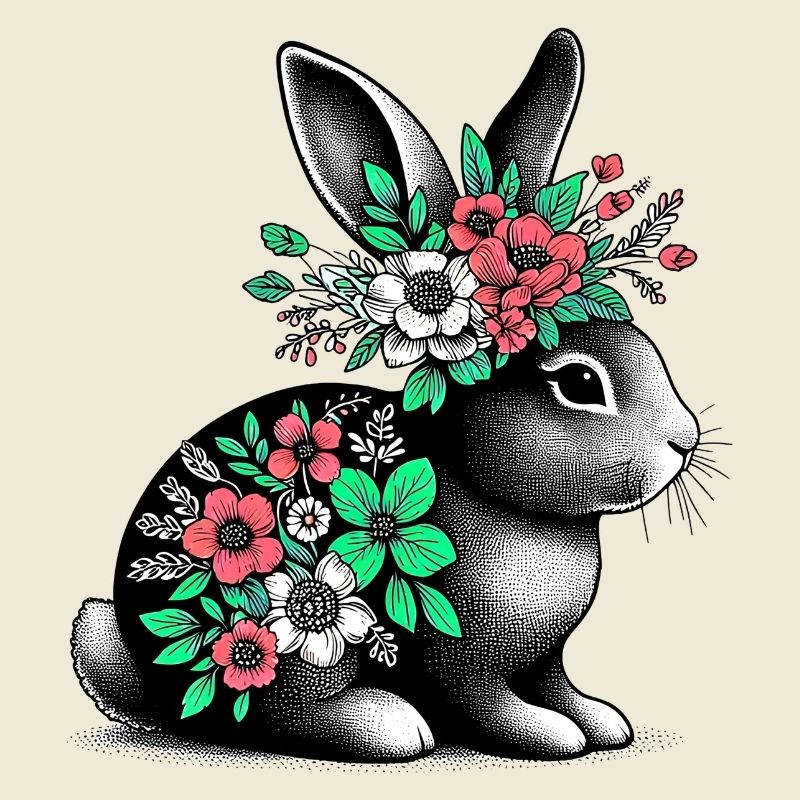 Rabbit with Flowers