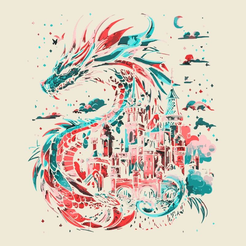 Dragon Castle Fantasy Magic Mythology Creature