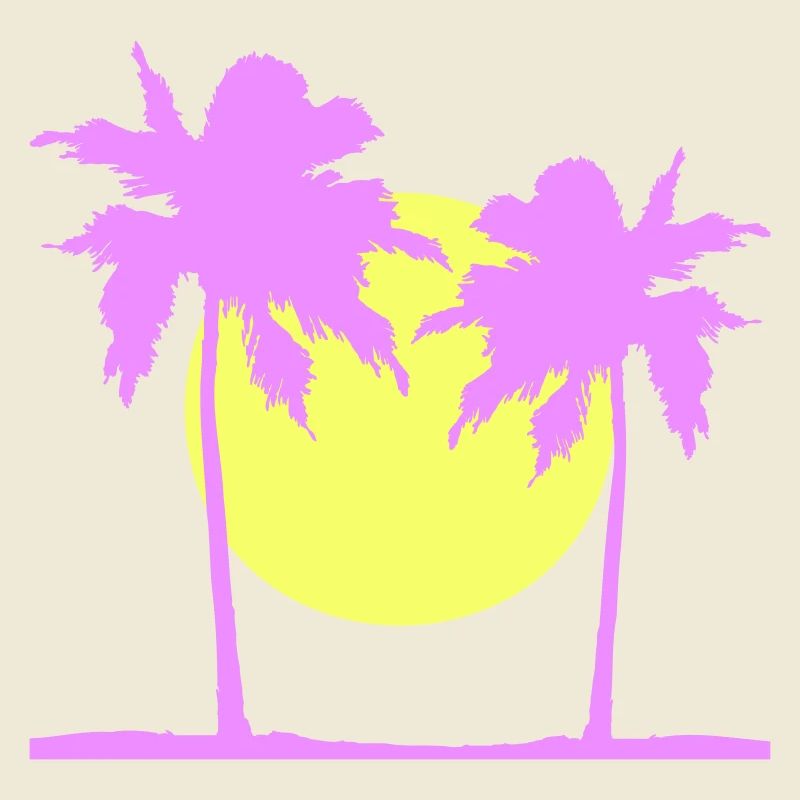 Two Palm Trees Island Sun Sunset Round Pink