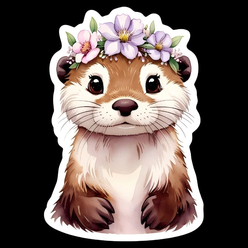 Otter with flowers