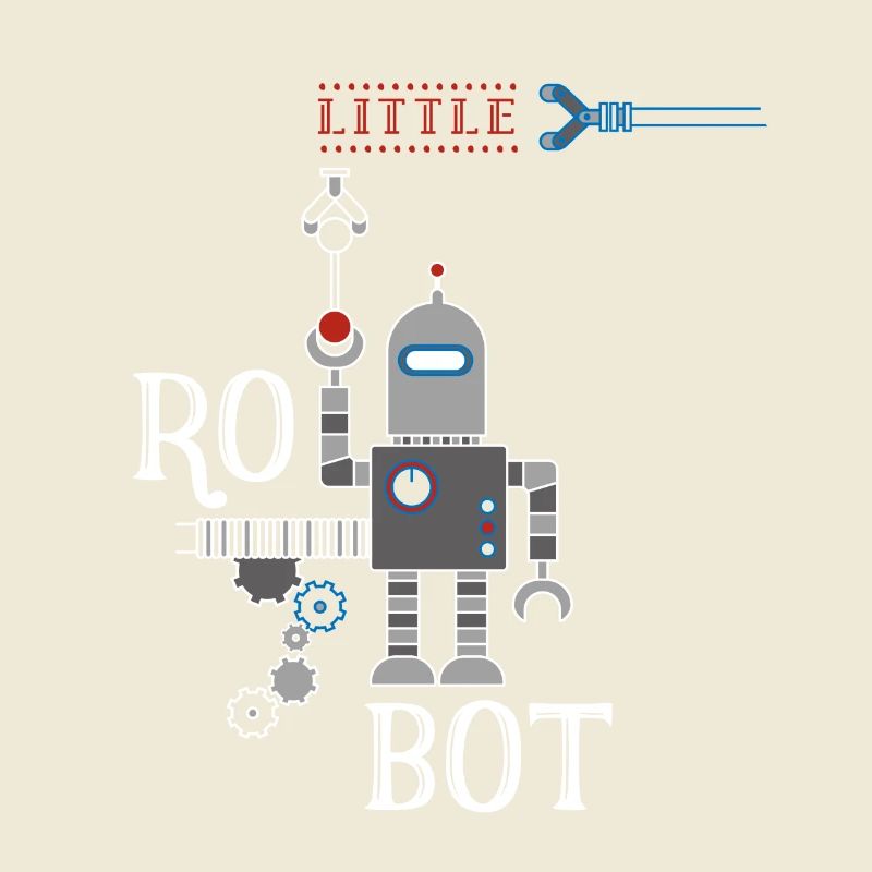 Little robot machine retro illu fun Humor autom
