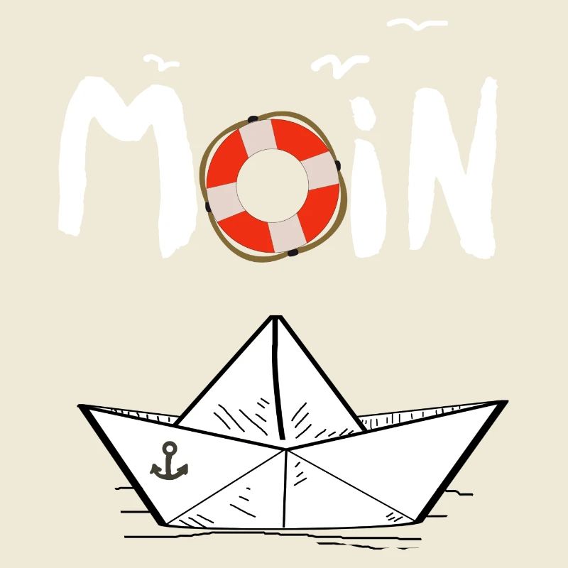 Moin Möwen Rettungsring Papierboot Schiff
