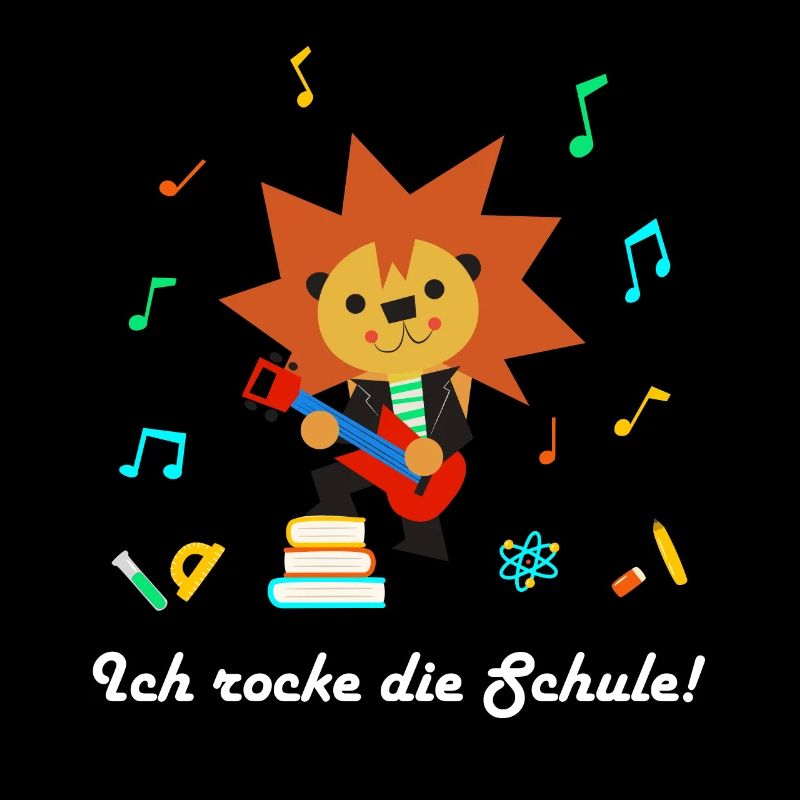 Löwe Rock mit Schulutensilien