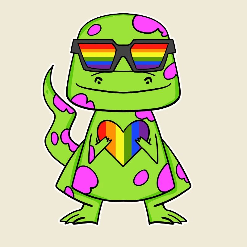 Dino Rainbow Heart Dinosaur