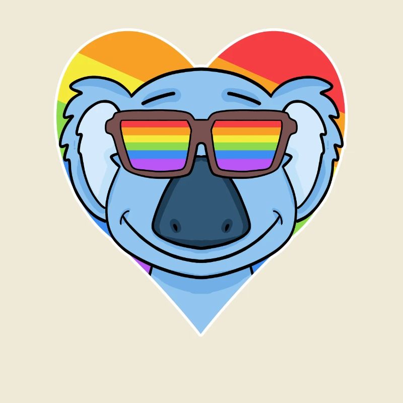 Regenbogen - Koala mit Brille und Herz