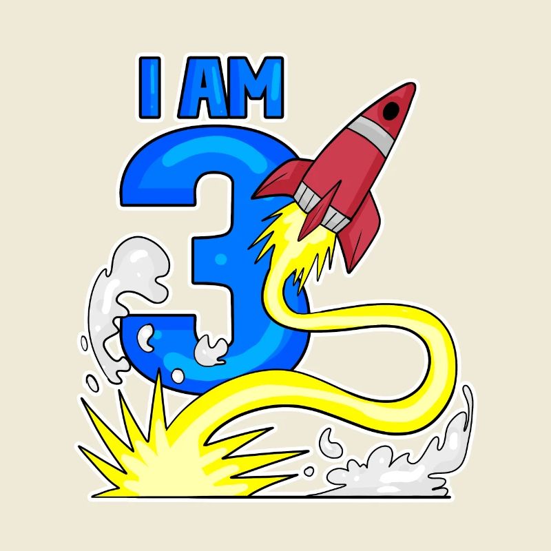 3 Birthday Boy Astronaut Rocket - Three Years