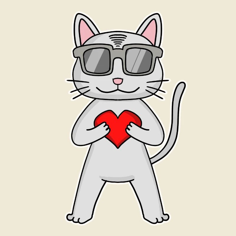 Katze mit Herz und Brille - Devon Rex