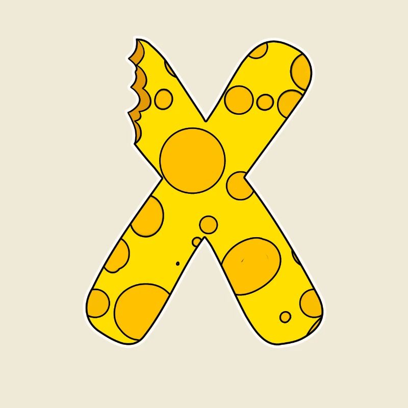 Buchstabe X - Anfangsbuchstabe X - Käse Motiv