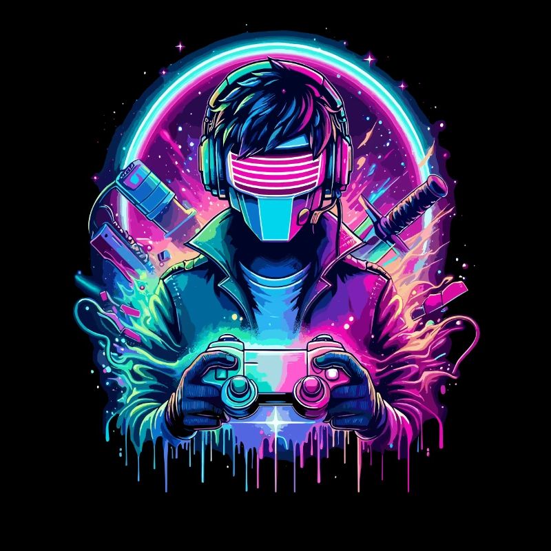 Neon Cyber Controller - Retro Gaming Power