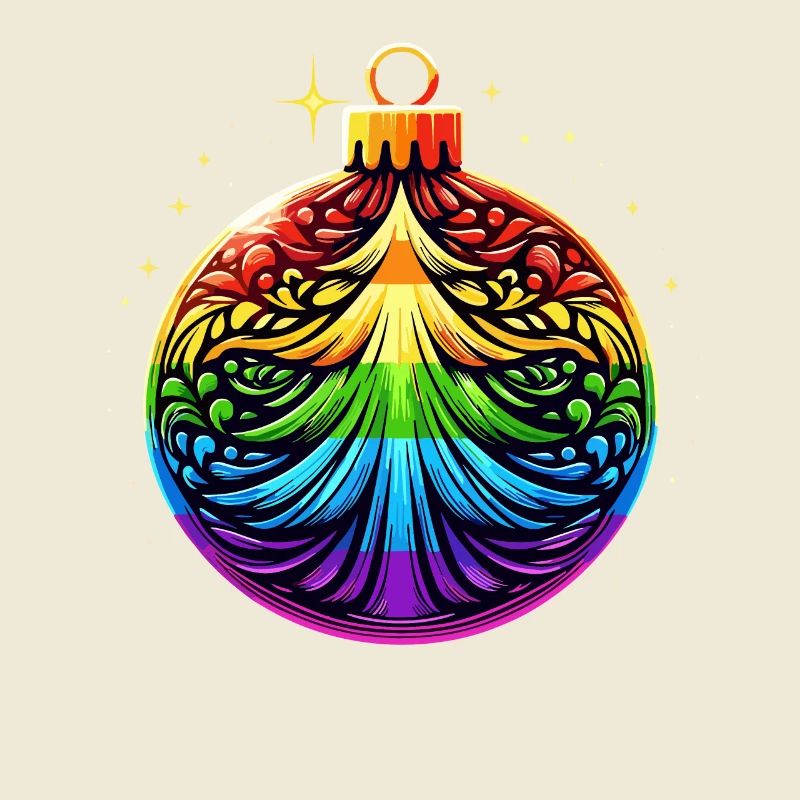 Regenbogen Weihnachtskugel mit Tannenbaum Ornament