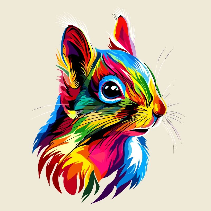 Eichhörnchen Kopfhörer Bunt Popart DJ Eichhörnchen