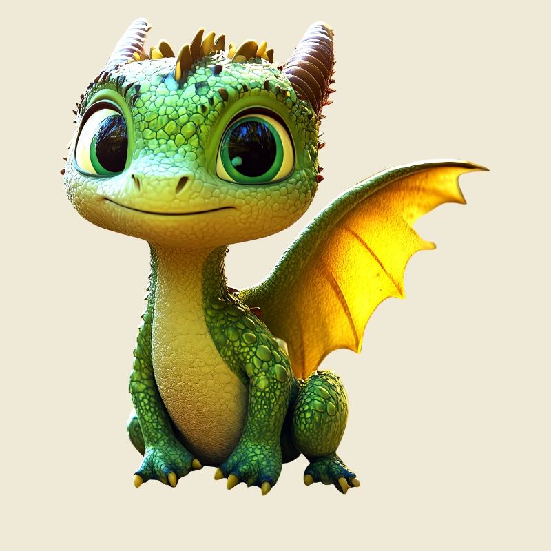 Dragon Petit Vert Bébé Dragon Mignon Dragon