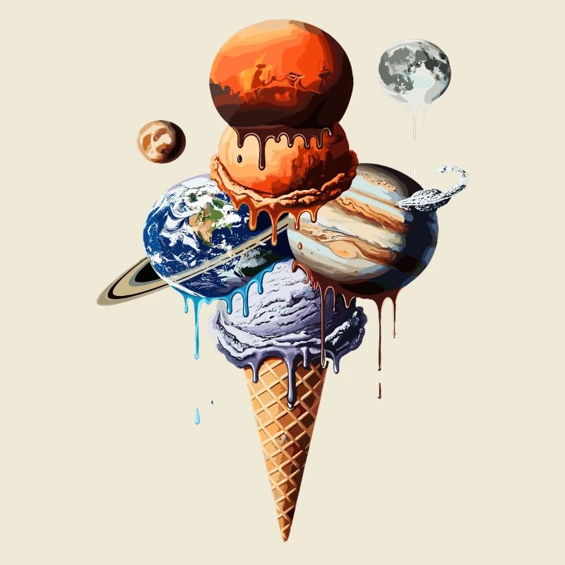 Planeten Eiscreme Waffel Kosmische Einskugel