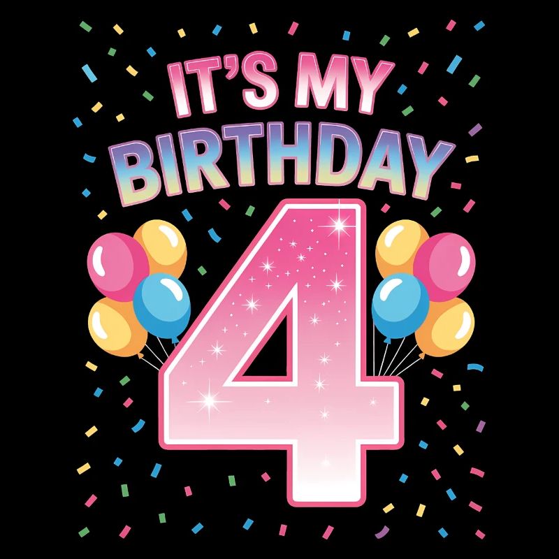 4 Jahre Mädchen It’s My Birthday Kinder Geburtstag