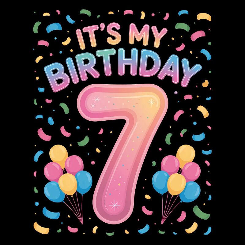 7 Jahre Mädchen It’s My Birthday Kinder Geburtstag