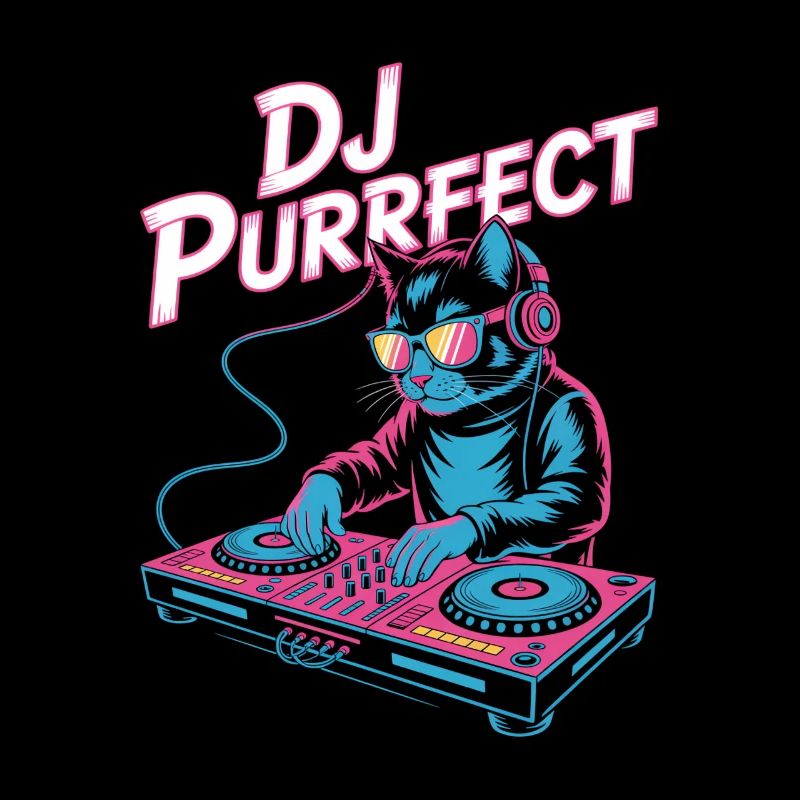 DJ PURRRFECT Chat DJ avec Table de mixage Rave