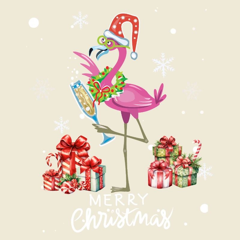 Flamingo à Noël. Cadeau de Noël