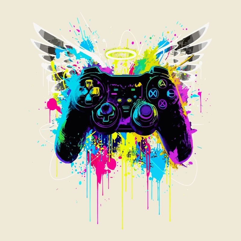 Gaming Controller Flügel Streetart Farbspritzer