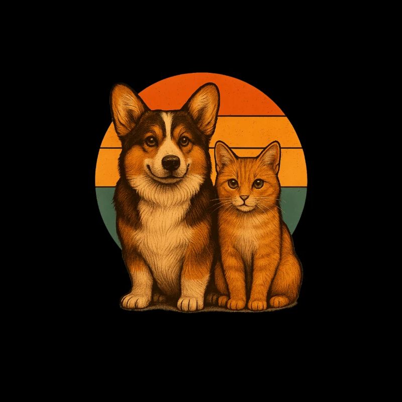 Corgi und Katze