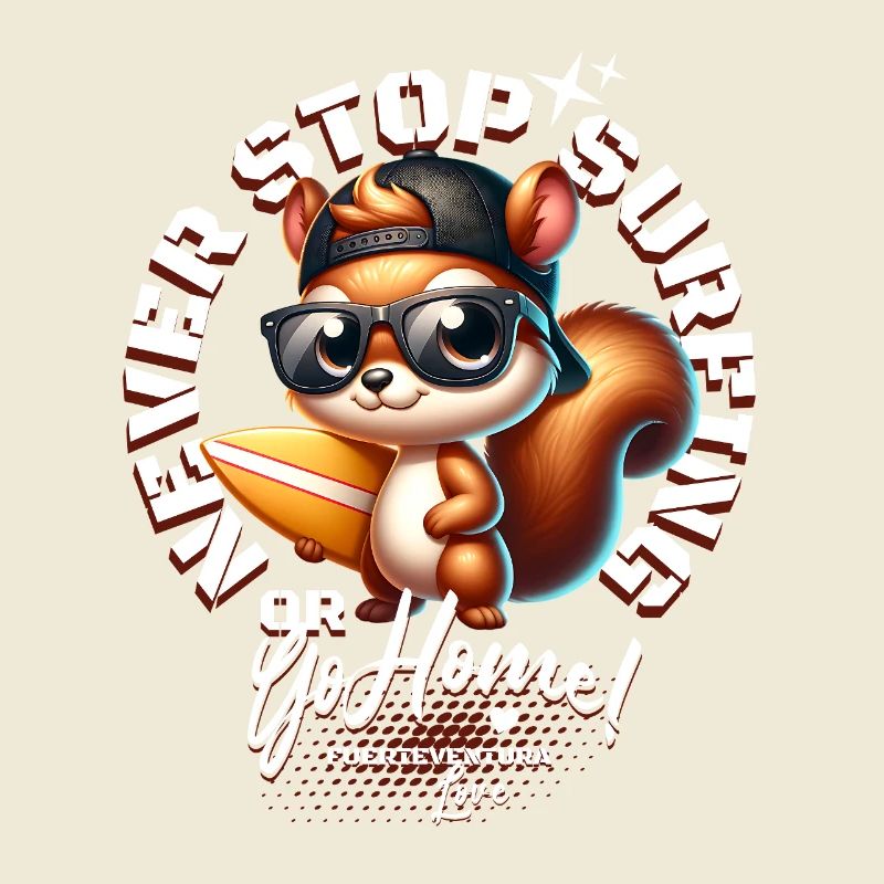 Surfer squirrel with surfboard