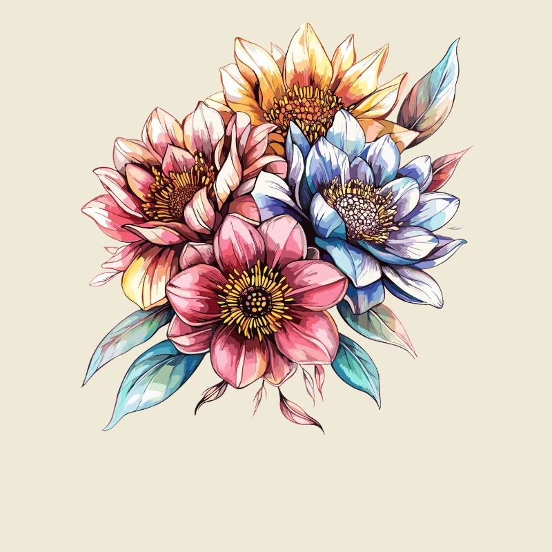 Bouquet de fleurs aquarellées