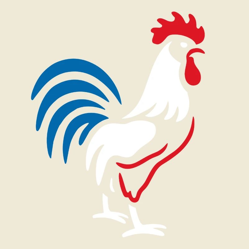 Coq vibrant bleu rouge