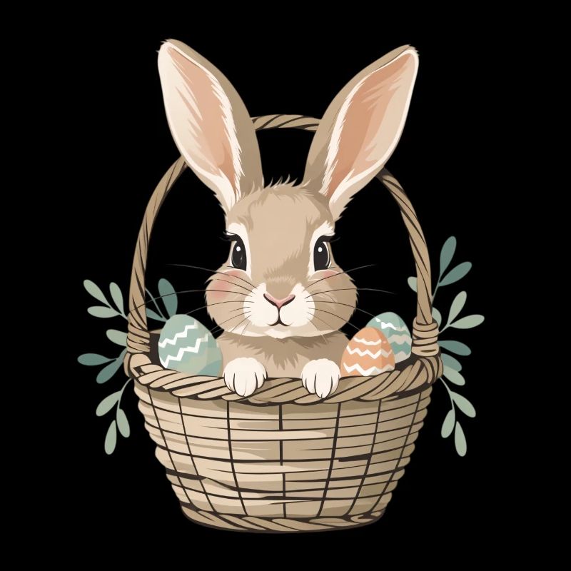 Joyeux lapin de Pâques dans le panier