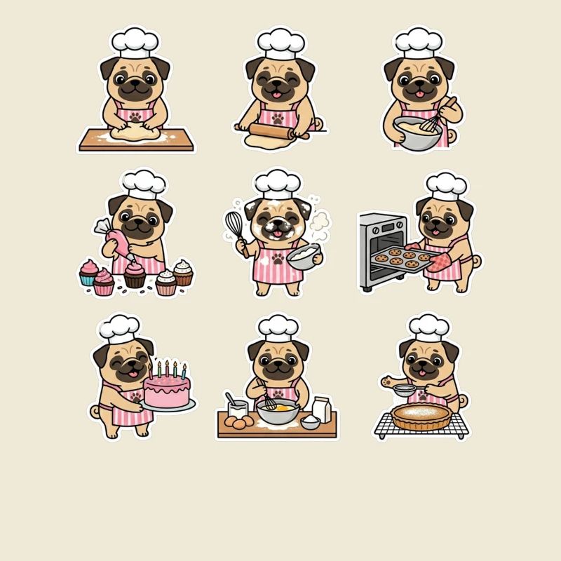 Funny Pug Baecker Baking Pastry Chef