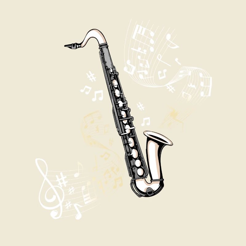 Saxophone note roll illustration bass clarinet