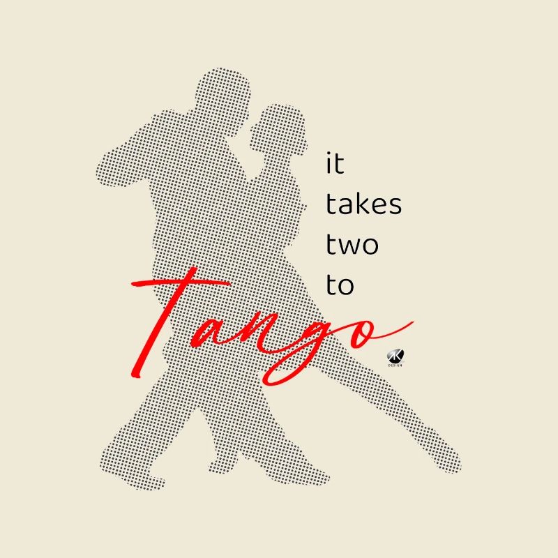 Dancing Tango Couple Silhouette with Inscription