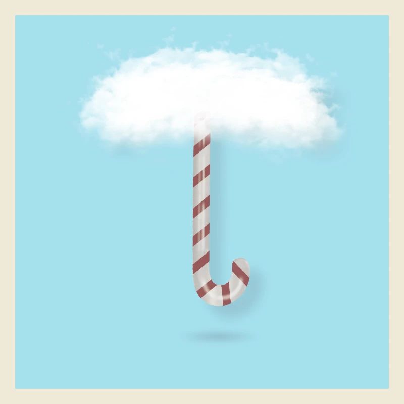 Candy Cane with Clouds