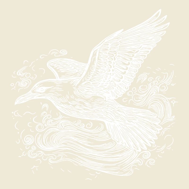 Elegant flying seagull over the water