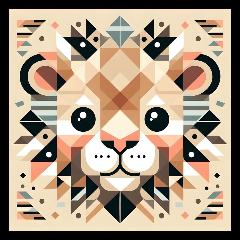 Cute lion cub geometric
