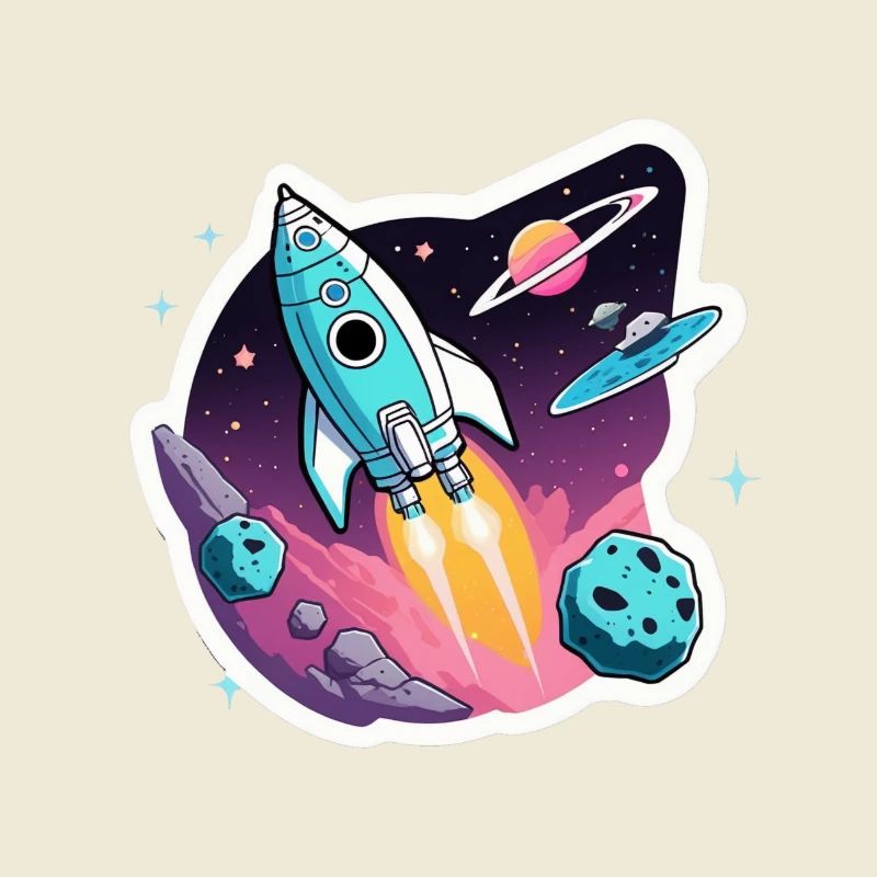 Rocket flying through space
