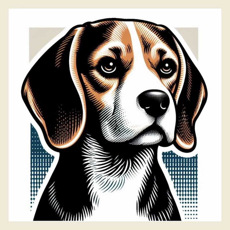 Beagle Risographie Vektorstyle