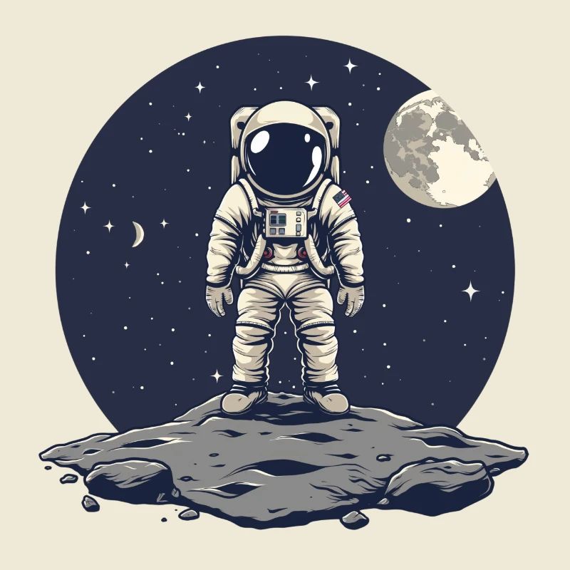 Astronaut Frontal Asteroid Moon Background