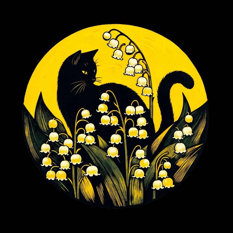 Chat noir muguet de la vallée