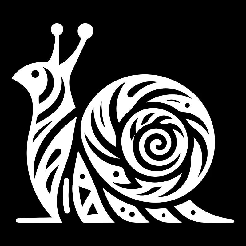 Curious snail with house in tattoo style