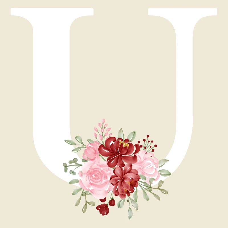 Roter floraler U-Buchstabe
